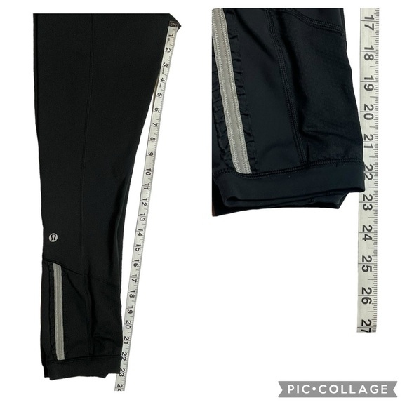 Lululemon Black Pink Tights w/Ruffle Surrounded Reflective Detail - Sz 6 - Picture 13 of 15